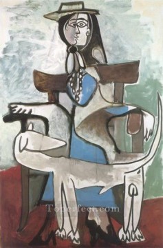 Jacqueline y el perro afgano 1959 Pablo Picasso Pinturas al óleo
